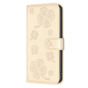 For Samsung Galaxy S25 Ultra 5G Four-leaf Embossed Leather Phone Case(Gold)