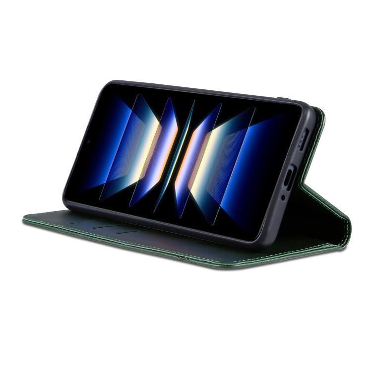 For Samsung Galaxy S24 FE 5G AZNS Magnetic Calf Texture Flip Leather Phone Case(Dark Green)