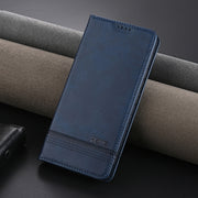 For Samsung Galaxy S24 FE 5G AZNS Magnetic Calf Texture Flip Leather Phone Case(Dark Blue)