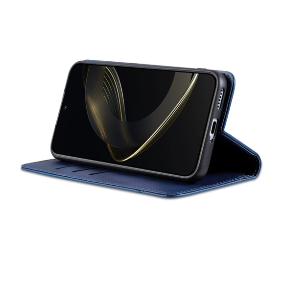 For Samsung Galaxy S25 5G AZNS Magnetic Calf Texture Flip Leather Phone Case(Dark Blue)