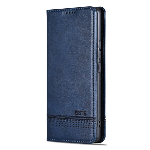 For Samsung Galaxy S25+ 5G AZNS Magnetic Calf Texture Flip Leather Phone Case(Dark Blue)