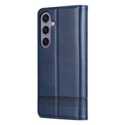 For Samsung Galaxy S25+ 5G AZNS Magnetic Calf Texture Flip Leather Phone Case(Dark Blue)