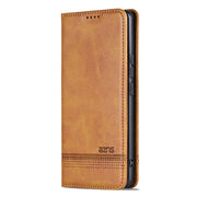For Samsung Galaxy S25+ 5G AZNS Magnetic Calf Texture Flip Leather Phone Case(Light Brown)