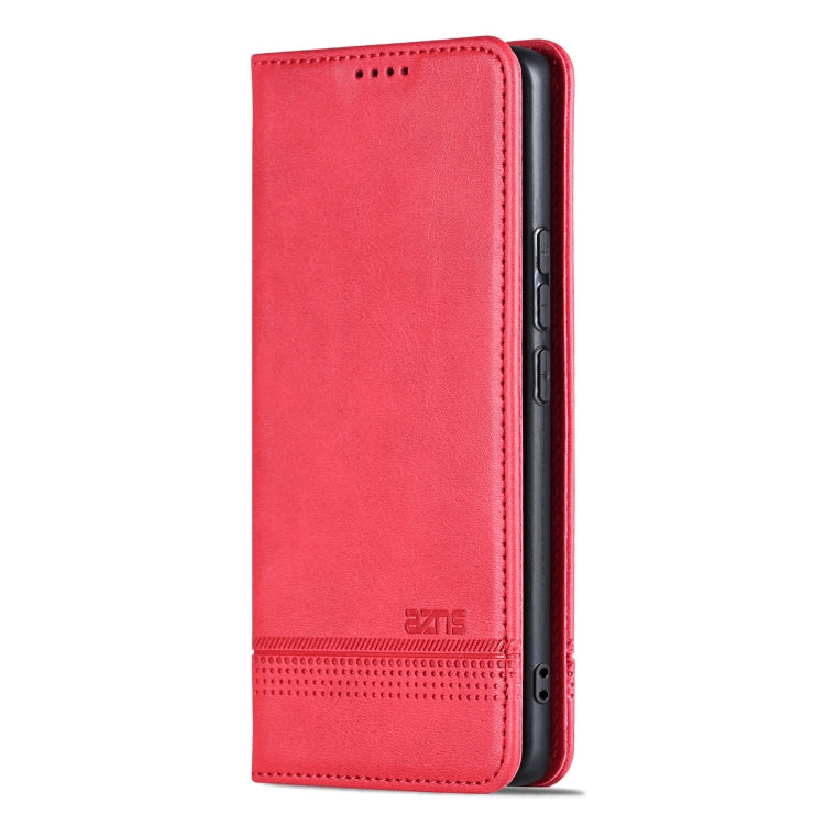 For Samsung Galaxy S25 Ultra 5G AZNS Magnetic Calf Texture Flip Leather Phone Case(Red)