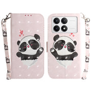 For Xiaomi Redmi K70 Pro / K70 3D Colored Flip Leather Phone Case(Heart Panda)