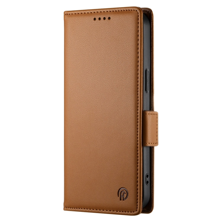 For Google Pixel 9 Pro Side Buckle Magnetic Frosted Leather Phone Case(Brown)