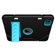 For iPad Pro 11 2024 Armor Holder Silicone Hybrid PC Tablet Case(Black Blue)