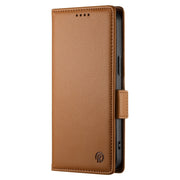 For iPhone 16 Pro Side Buckle Magnetic Frosted Leather Phone Case(Brown)