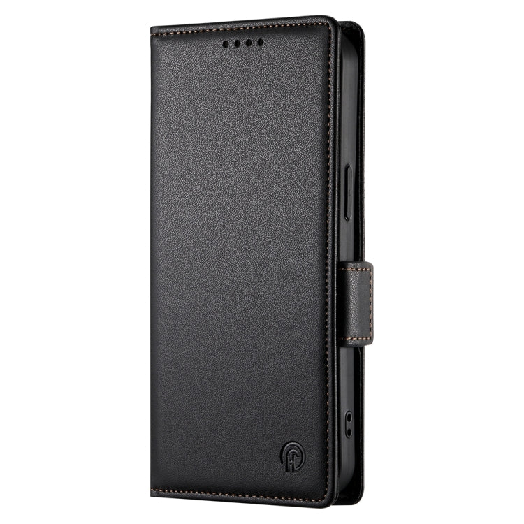 For iPhone 16 Side Buckle Magnetic Frosted Leather Phone Case(Black)