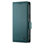 For iPhone 16 Side Buckle Magnetic Frosted Leather Phone Case(Dark Green)