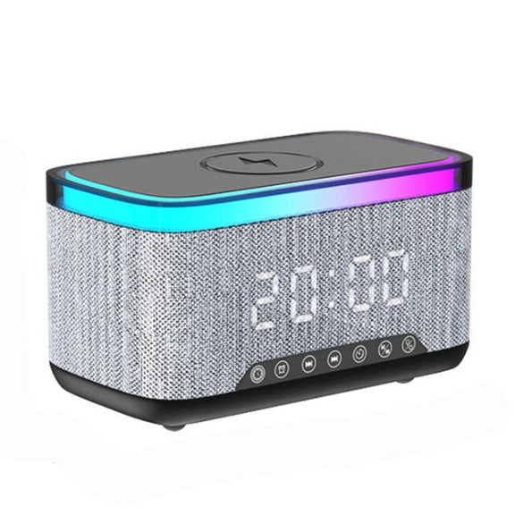 AEC S300 Portable 10W Power Multifunction Bluetooth Speaker Alarm Clock Wireless Charger(Black)