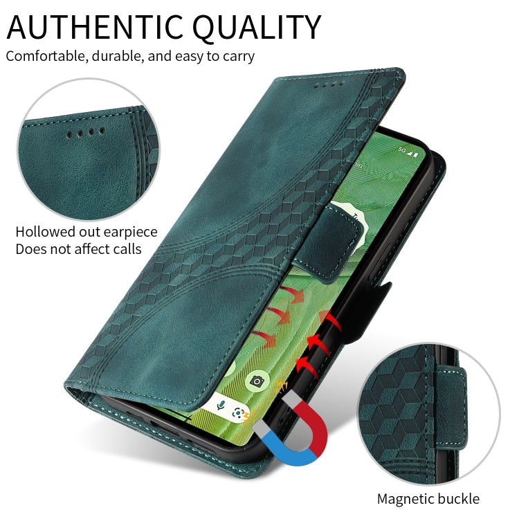 For Google Pixel 9 / 9 Pro Embossed Rhombus Starry Leather Phone Case(Green)