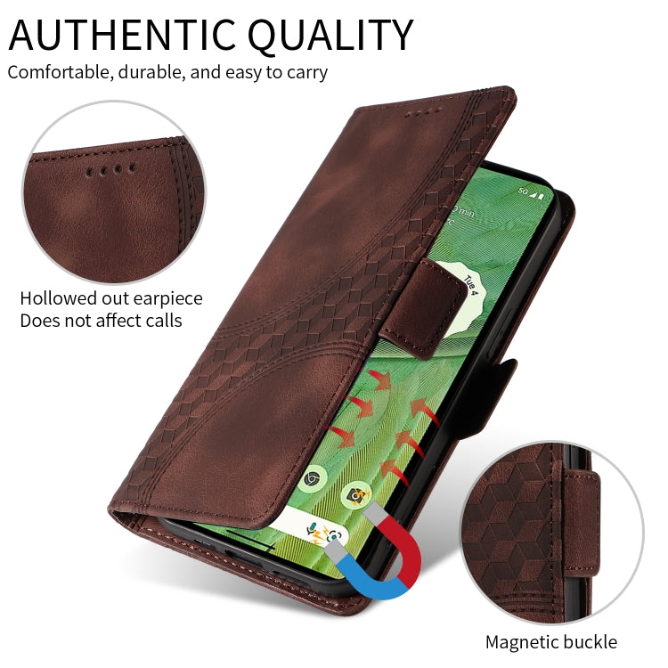 For Google Pixel 9 / 9 Pro Embossed Rhombus Starry Leather Phone Case(Brown)