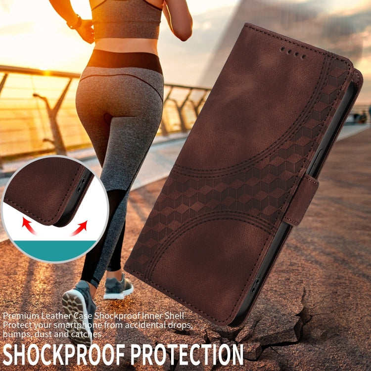 For Google Pixel 9 / 9 Pro Embossed Rhombus Starry Leather Phone Case(Brown)
