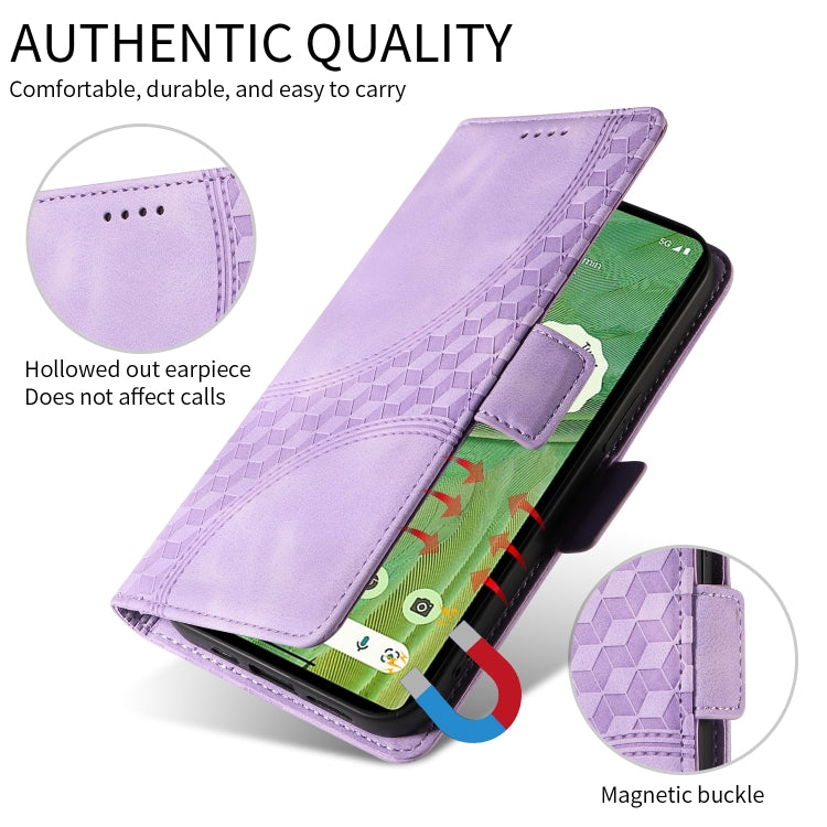 For Google Pixel 9 / 9 Pro Embossed Rhombus Starry Leather Phone Case(Purple)