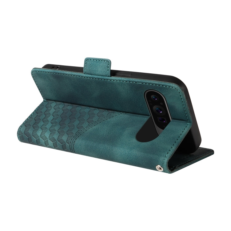 For Google Pixel 9 Pro XL Embossed Rhombus Starry Leather Phone Case(Green)