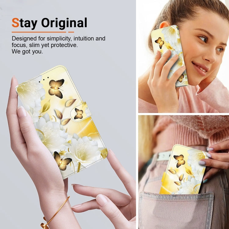 For Xiaomi Redmi K70 Pro / K70 Crystal Texture Colored Drawing Leather Phone Case(Gold Butterfly Epiphyllum)