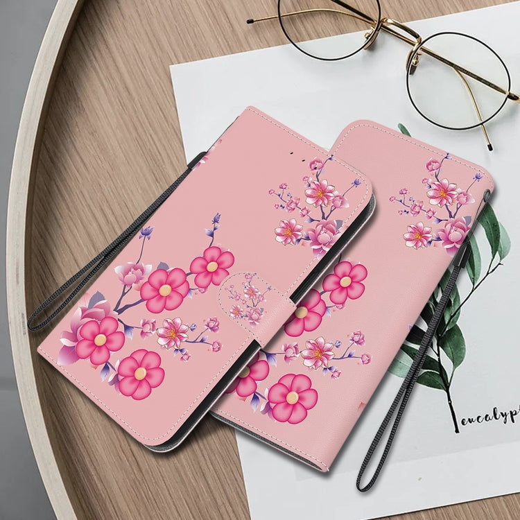 For Xiaomi Redmi K70 Pro / K70 Crystal Texture Colored Drawing Leather Phone Case(Cherry Blossoms)