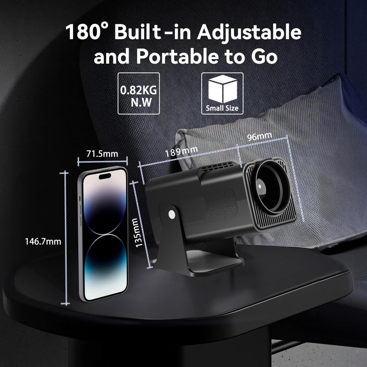 Y6S 4K Android 12.0 Portable Home HD Mini WiFi Projector(US Plug)