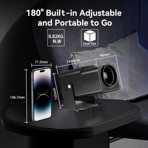 Y6S 4K Android 12.0 Portable Home HD Mini WiFi Projector(US Plug)
