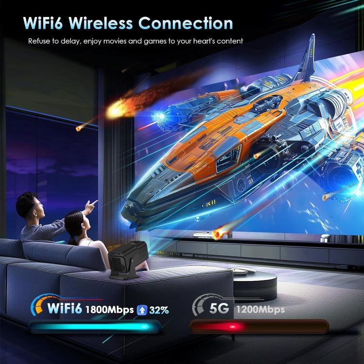 Y6S 4K Android 12.0 Portable Home HD Mini WiFi Projector(US Plug)