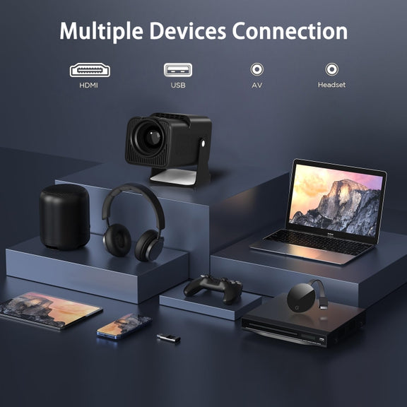 Y6S 4K Android 12.0 Portable Home HD Mini WiFi Projector(US Plug)