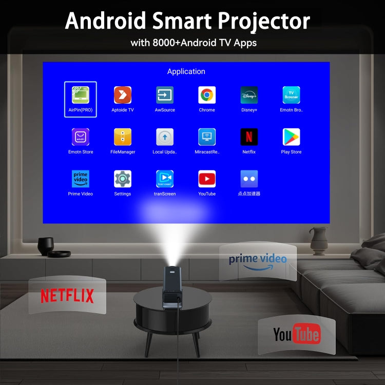 Y6S 4K Android 12.0 Portable Home HD Mini WiFi Projector(US Plug)