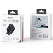 Yesido YC69 30W USB + Dual USB-C / Type-C Digital Display Charger, Specification:EU Plug(Black)
