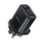 Yesido YC88 30W USB + Dual USB-C / Type-C Digital Display Charger, Specification:UK Plug(Black)