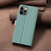 For iPhone 16 Pro Max Color Matching RFID Anti-theft Leather Phone Case(Green)