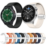 20mm Magnetic Silver Buckle Silicone Leather Watch Band(Orange)