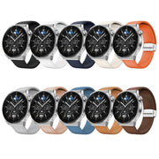 20mm Magnetic Silver Buckle Silicone Leather Watch Band(White)