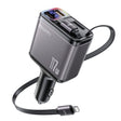Yesido Y63 4 in 1 117W USB-C / Type-C+USB Multifunctional Retractable Dual Line Digital Display Car Fast Charger(Black) - free shipping - PMC TechLife - Order now!