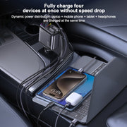 Yesido Y63 4 in 1 117W USB-C / Type-C+USB Multifunctional Retractable Dual Line Digital Display Car Fast Charger(Black)