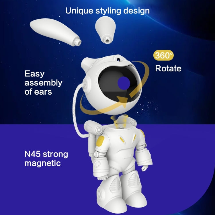 G001 Space Rabbit Starry Sky Projection Lamp Bluetooth Speaker 2 in 1 Laser Light(White)