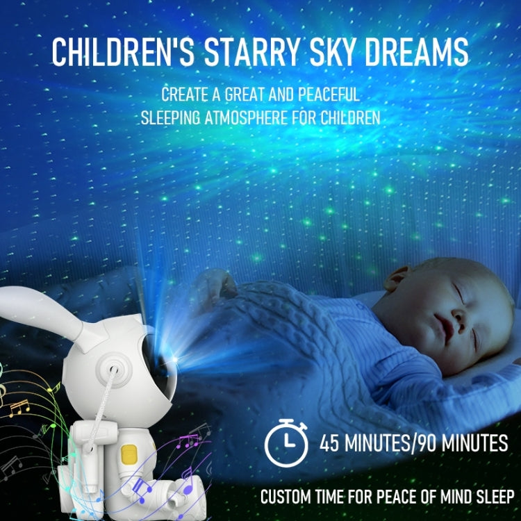 G002 Space Rabbit Starry Sky Projection Lamp Bluetooth Speaker 2 in 1 Laser Light(White)