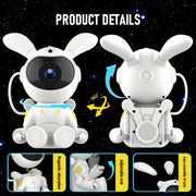 G002 Space Rabbit Starry Sky Projection Lamp Bluetooth Speaker 2 in 1 Laser Light(White)