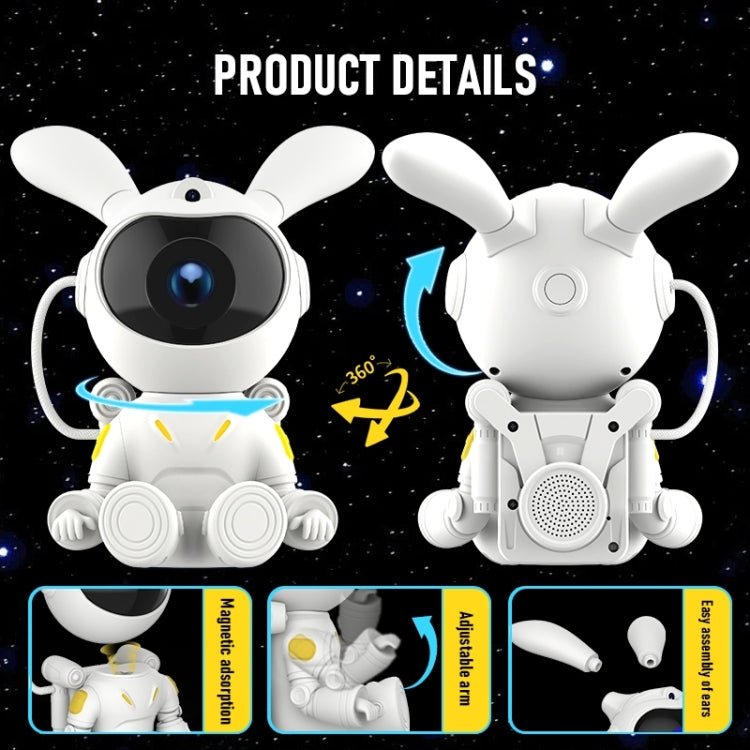 G002 Space Rabbit Starry Sky Projection Lamp Bluetooth Speaker 2 in 1 Laser Light(White)
