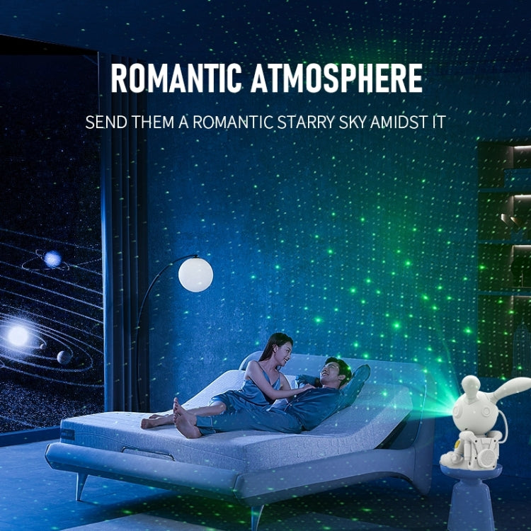 G002 Space Rabbit Starry Sky Projection Lamp Bluetooth Speaker 2 in 1 Laser Light(White)