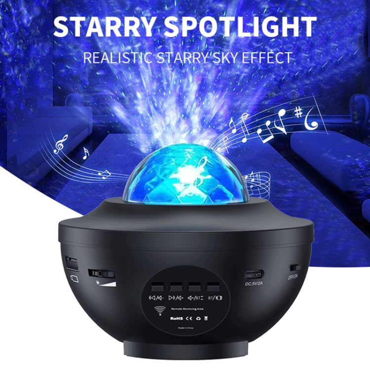 G004 Small Bowl Starry Projection Lamp Laser Light with Bluetooth Speaker(Black)