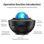 G004 Small Bowl Starry Projection Lamp Laser Light with Bluetooth Speaker(Black)