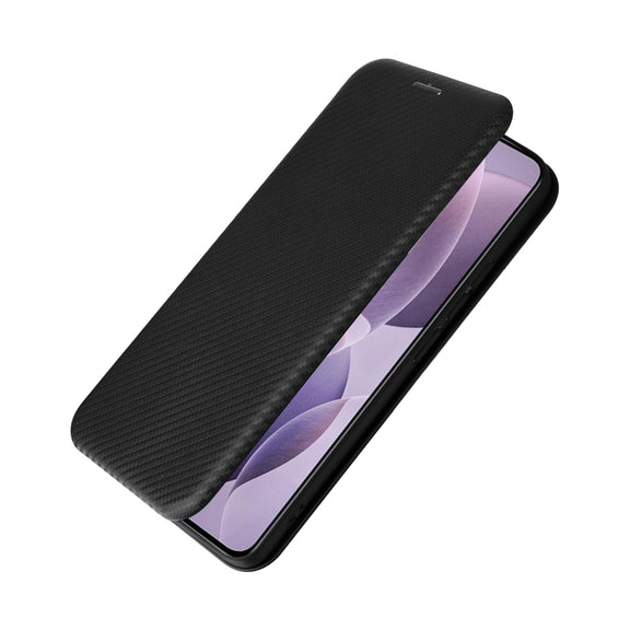 For Redmi K70 Carbon Fiber Texture Flip Leather Phone Case(Black)