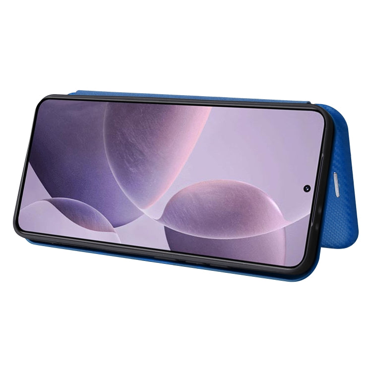 For Redmi K70 Carbon Fiber Texture Flip Leather Phone Case(Blue)