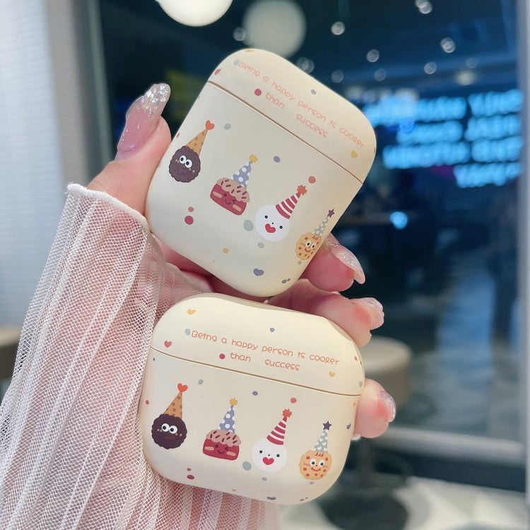 For AirPods Pro Cookies Pattern Earbuds Box Frosted TPU Case(Beige)