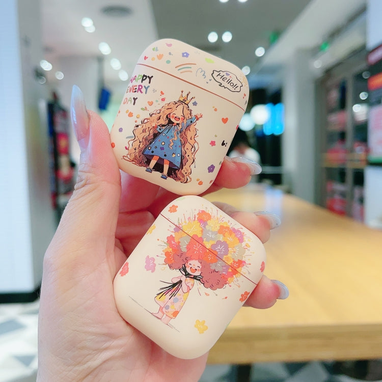 For AirPods Pro 2 Girl Pattern Earbuds Box Frosted TPU Case(Crown)