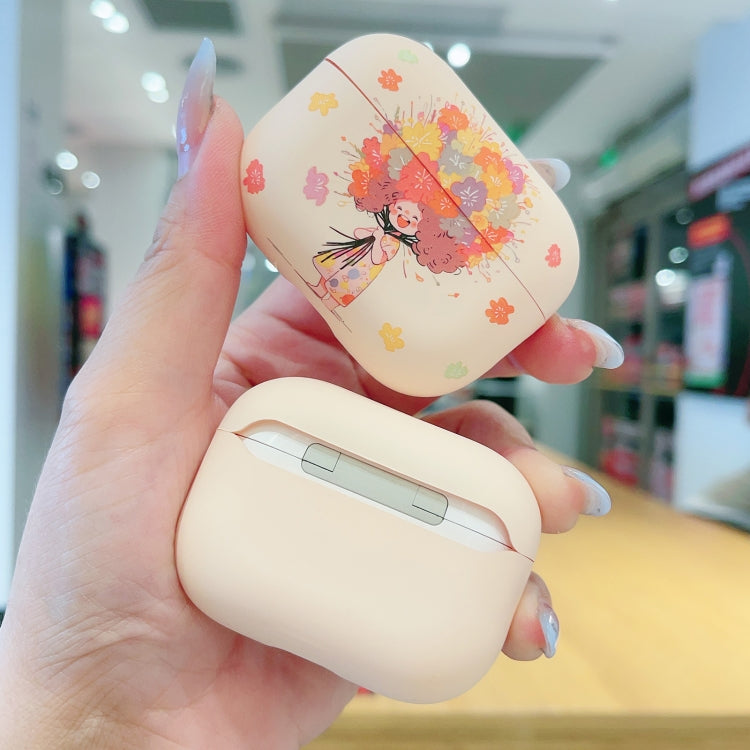 For AirPods Pro 2 Girl Pattern Earbuds Box Frosted TPU Case(Crown)