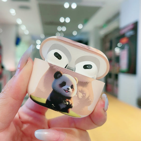 For AirPods Pro 2 Phantom Panda Pattern Earbuds Box Frosted TPU Case(White)