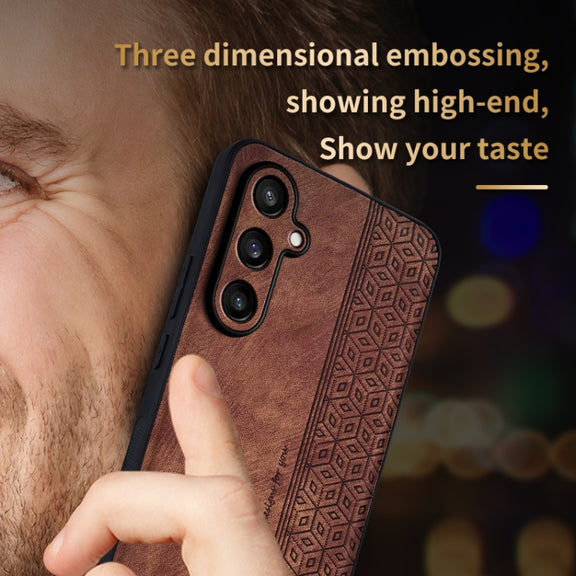 For Samsung Galaxy S24 FE 5G AZNS 3D Embossed Skin Feel Phone Case(Sapphire Blue)