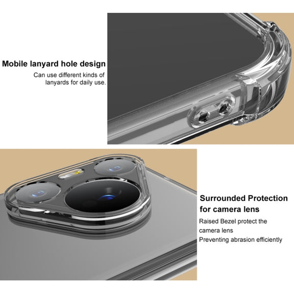 For iPhone 16 imak Shockproof Airbag TPU Phone Case(Transparent Black)
