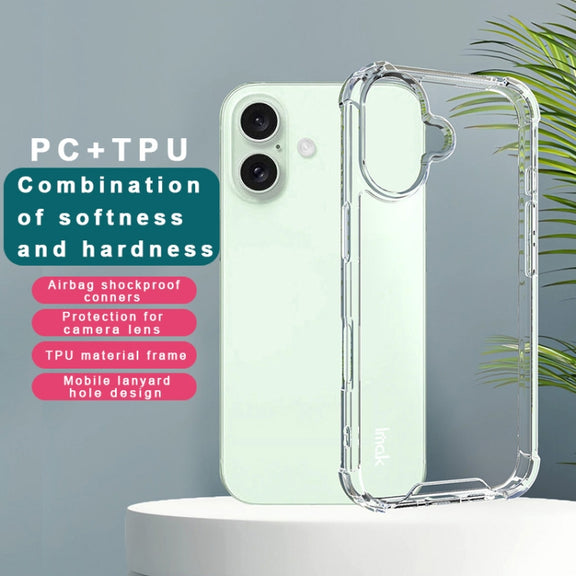 For iPhone 16 IMAK Space Shield PC + TPU Airbag Shockproof Phone Case(Transparent)